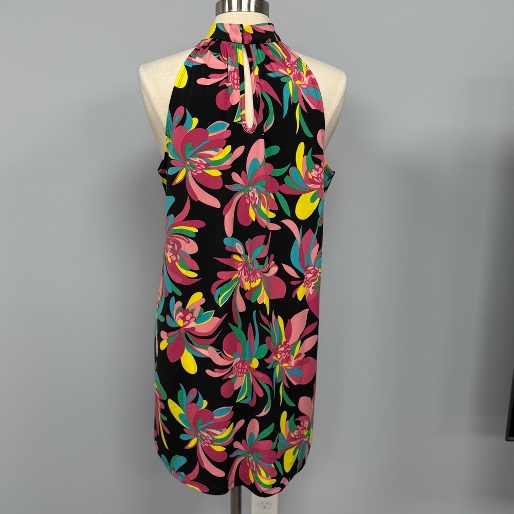 NWT TRINA TURK Halter Dress L Hana Hou Vibrant Black Tropical Floral Resortwear - Picture 5 of 13
